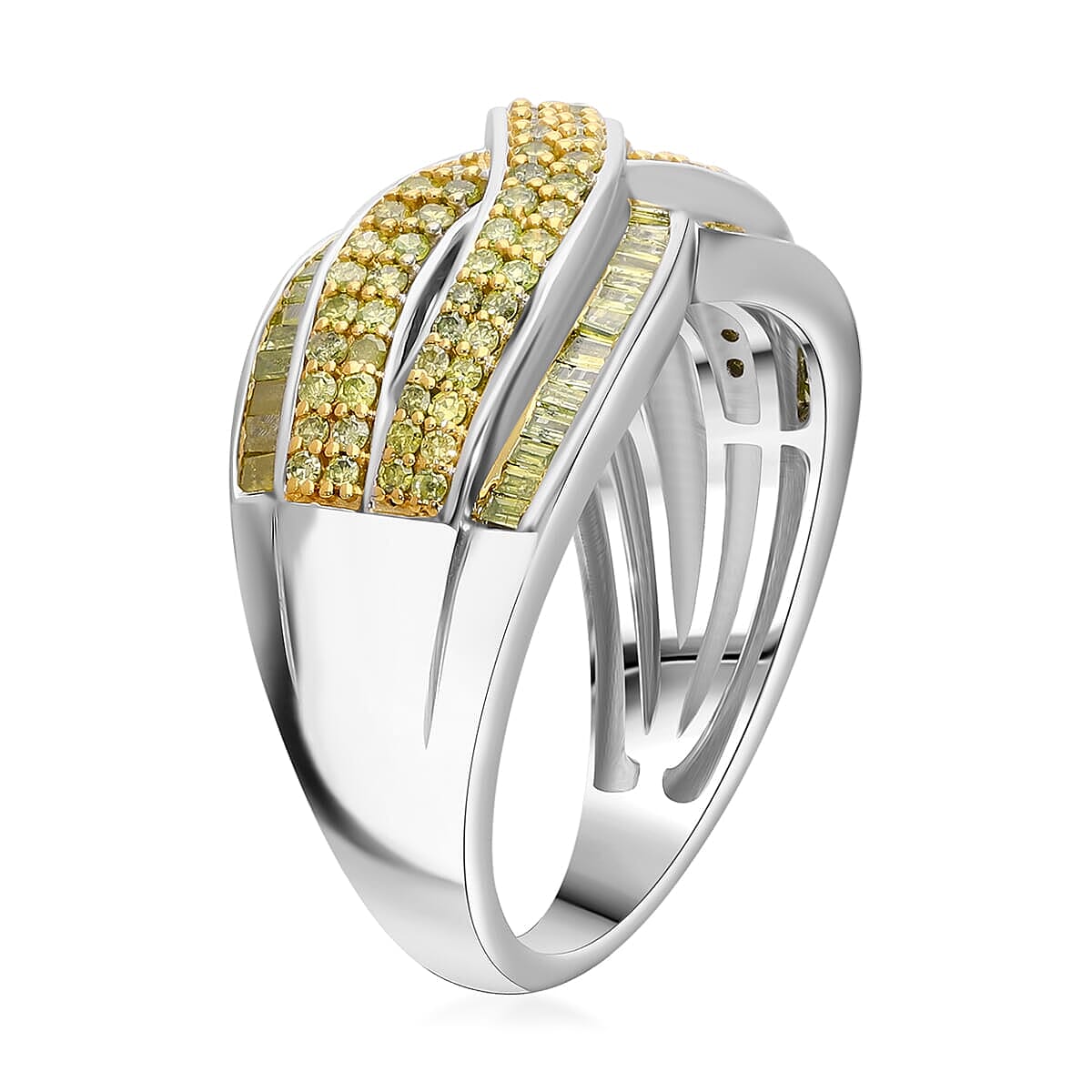 D'Joy Yellow Diamond 1.00 ctw Infinity Ring in Platinum Over Sterling Silver (Size 6.0) image number 2