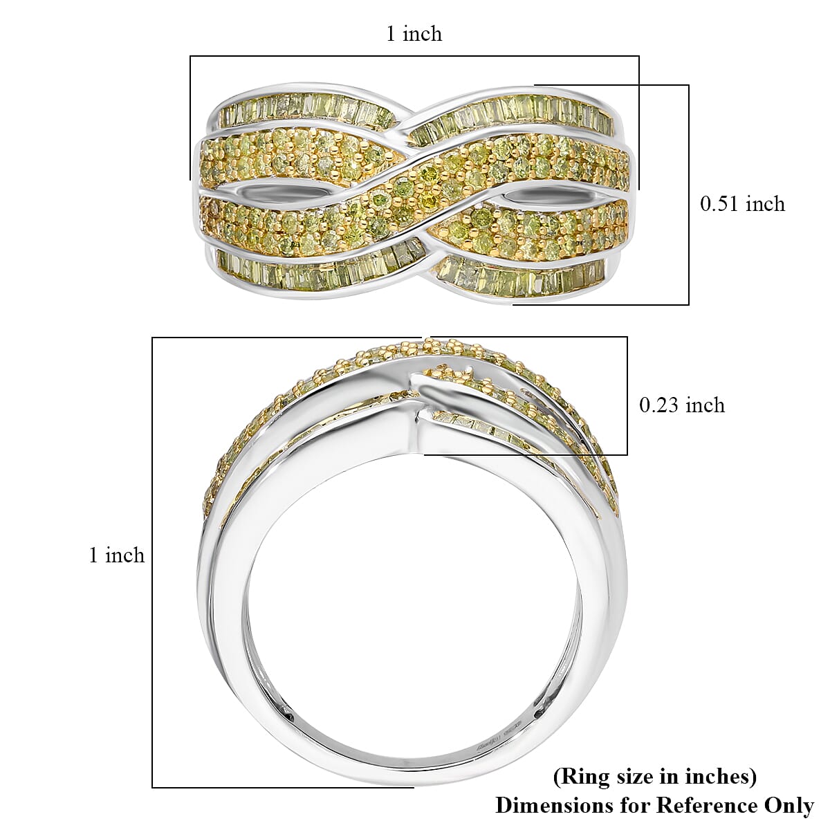 D'Joy Yellow Diamond 1.00 ctw Infinity Ring in Platinum Over Sterling Silver (Size 7.0) image number 4