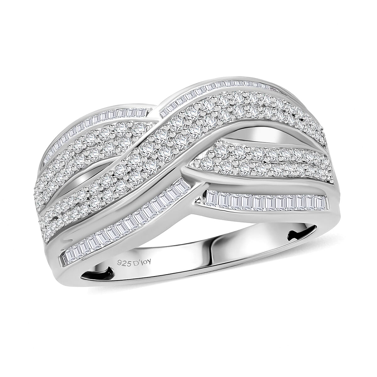 D'Joy Diamond 1.00 ctw Infinity Ring in Platinum Over Sterling Silver (Size 6.0) image number 0