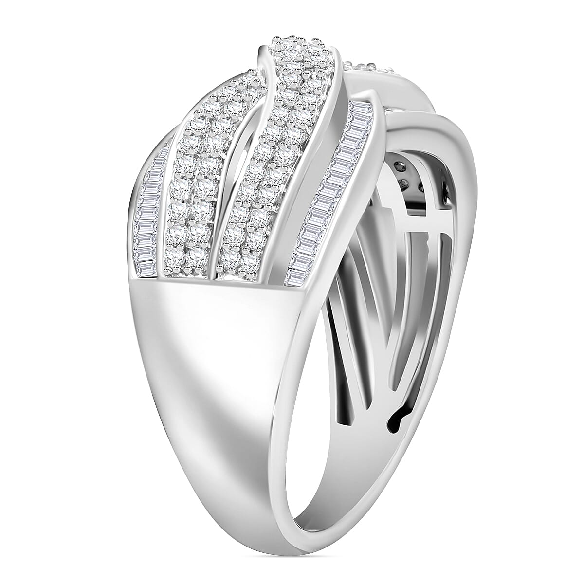 D'Joy Diamond 1.00 ctw Infinity Ring in Platinum Over Sterling Silver (Size 6.0) image number 3