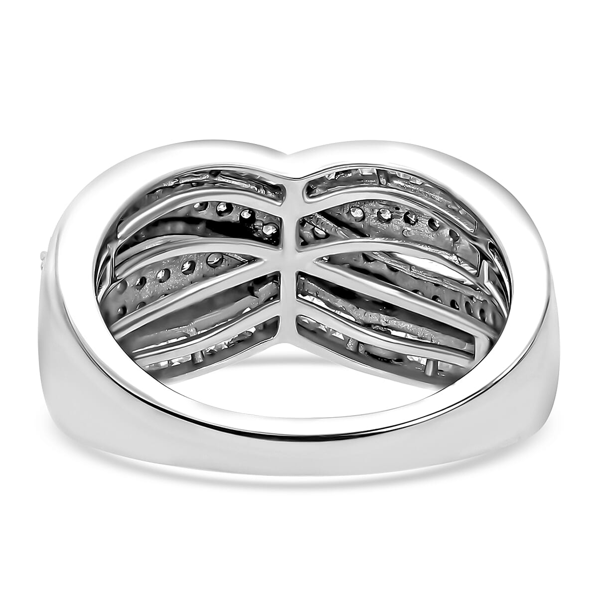 D'Joy Diamond 1.00 ctw Infinity Ring in Platinum Over Sterling Silver (Size 6.0) image number 4