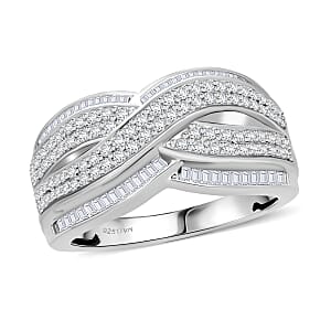 D'Joy Diamond 1.00 ctw Infinity Ring in Platinum Over Sterling Silver (Size 8.0)