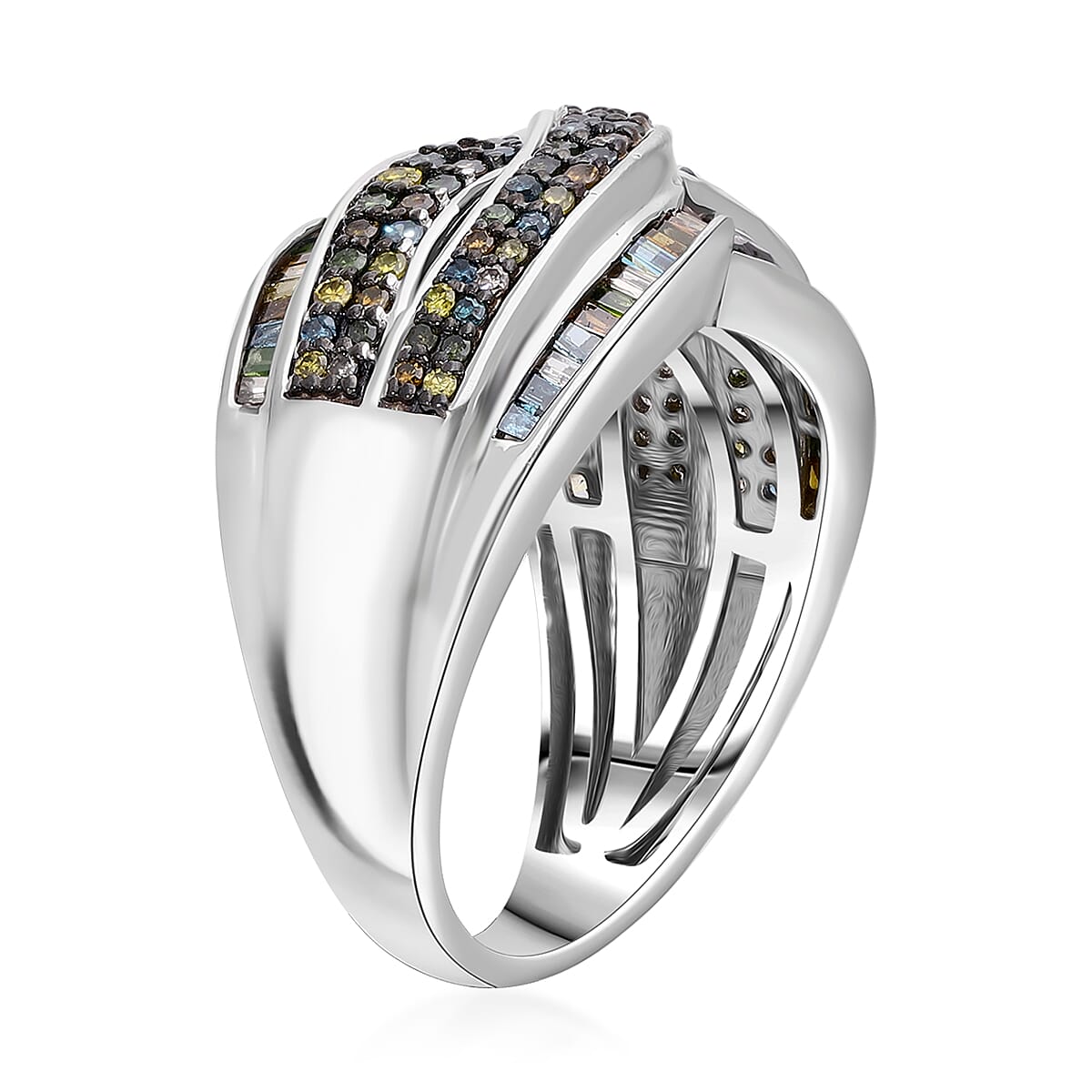D'Joy Multi Diamond 1.00 ctw Infinity Ring in Platinum Over Sterling Silver (Size 6.0) image number 2