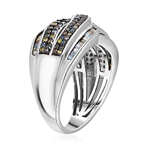 D'Joy Multi Diamond 1.00 ctw Infinity Ring in Platinum Over Sterling Silver (Size 6.0)