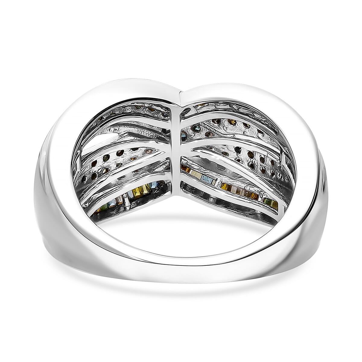 D'Joy Multi Diamond 1.00 ctw Infinity Ring in Platinum Over Sterling Silver (Size 6.0) image number 3