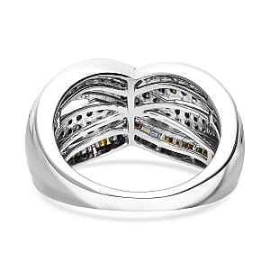 D'Joy Multi Diamond 1.00 ctw Infinity Ring in Platinum Over Sterling Silver (Size 6.0)