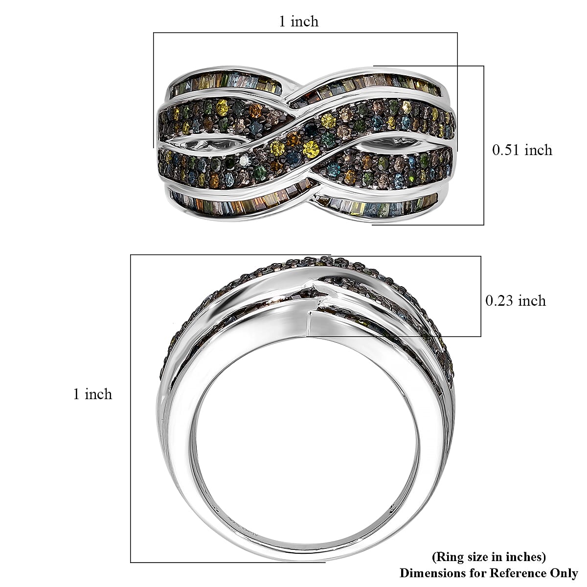 D'Joy Multi Diamond 1.00 ctw Infinity Ring in Platinum Over Sterling Silver (Size 6.0) image number 4