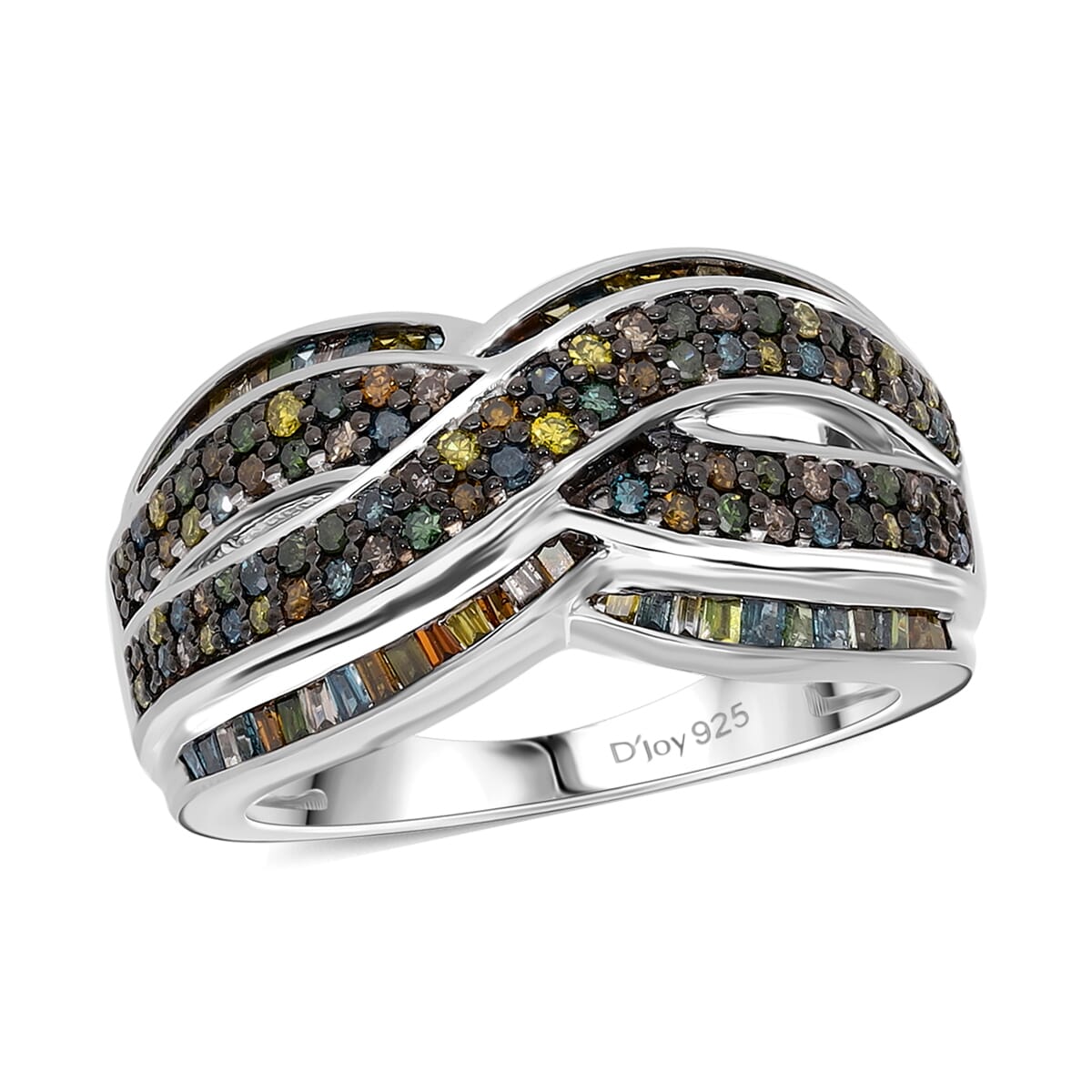 Multi Diamond 1.00 ctw Infinity Ring in Platinum Over Sterling Silver (Size 8.0) image number 0