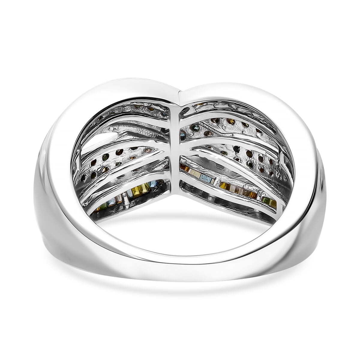 Multi Diamond 1.00 ctw Infinity Ring in Platinum Over Sterling Silver (Size 8.0) image number 3