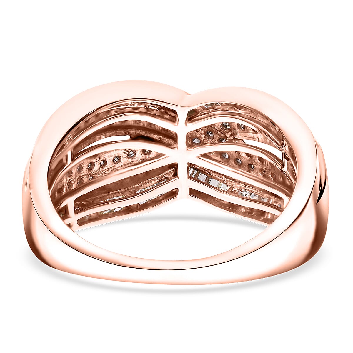 Natural Champagne Diamond 1.00 ctw Infinity Ring in Vermeil Rose Gold Over Sterling Silver (Size 7.0) image number 3