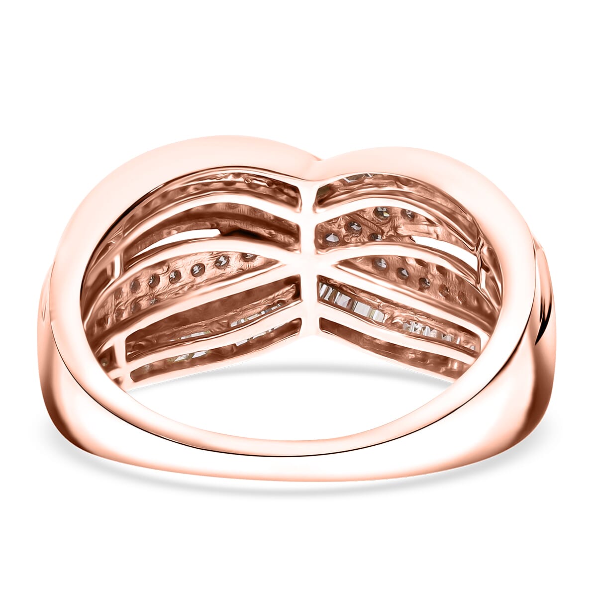 Natural Champagne Diamond 1.00 ctw Infinity Ring in Vermeil Rose Gold Over Sterling Silver (Size 8.0) image number 3