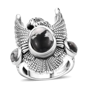 Artisan Crafted White Buffalo 4.65 ctw Ring in Black Oxidized Sterling Silver (Size 10.0)