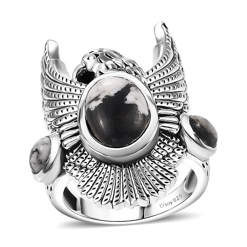 Artisan Crafted White Buffalo 4.65 ctw Ring in Black Oxidized Sterling Silver (Size 10.0)