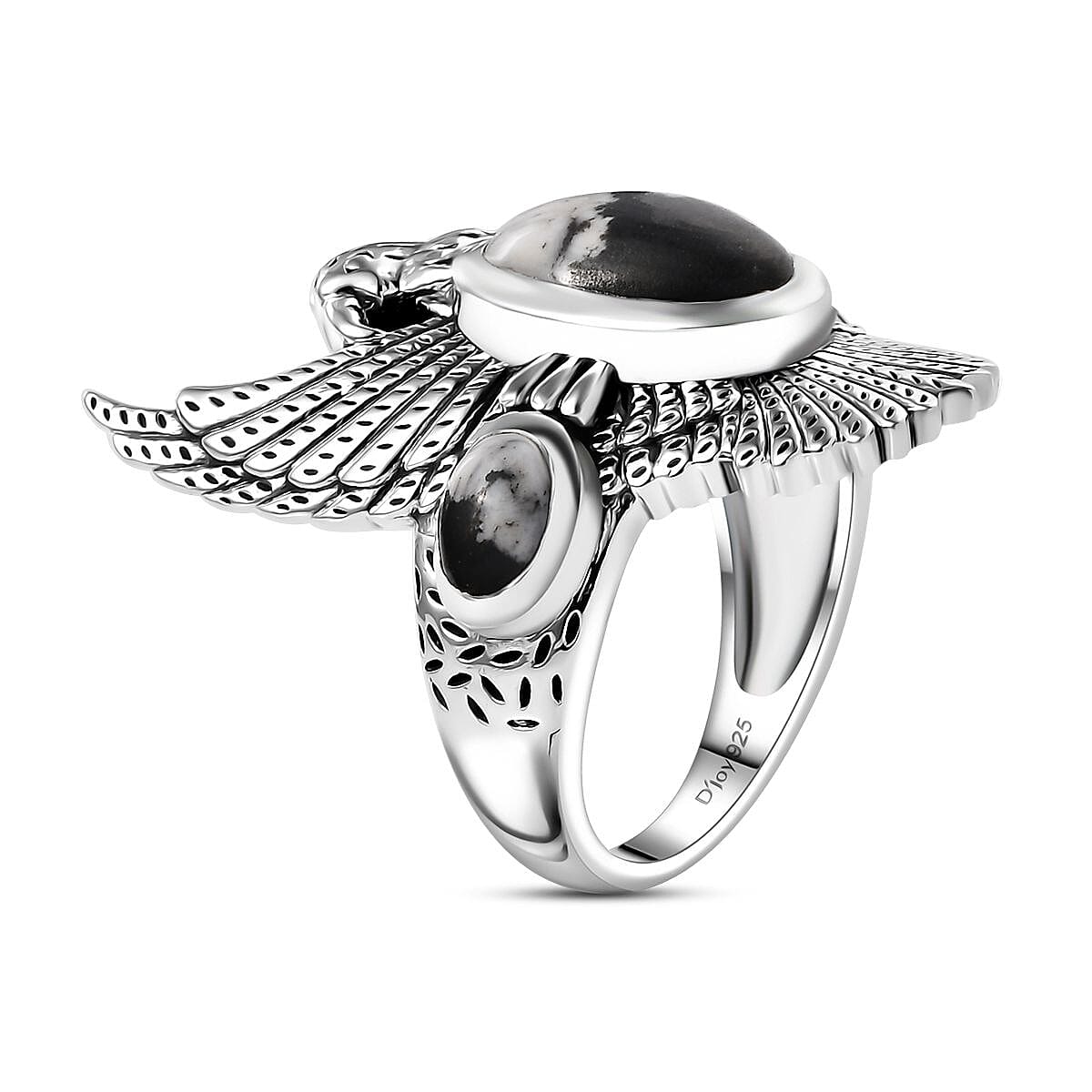 Artisan Crafted White Buffalo 4.65 ctw Ring in Black Oxidized Sterling Silver (Size 10.0)