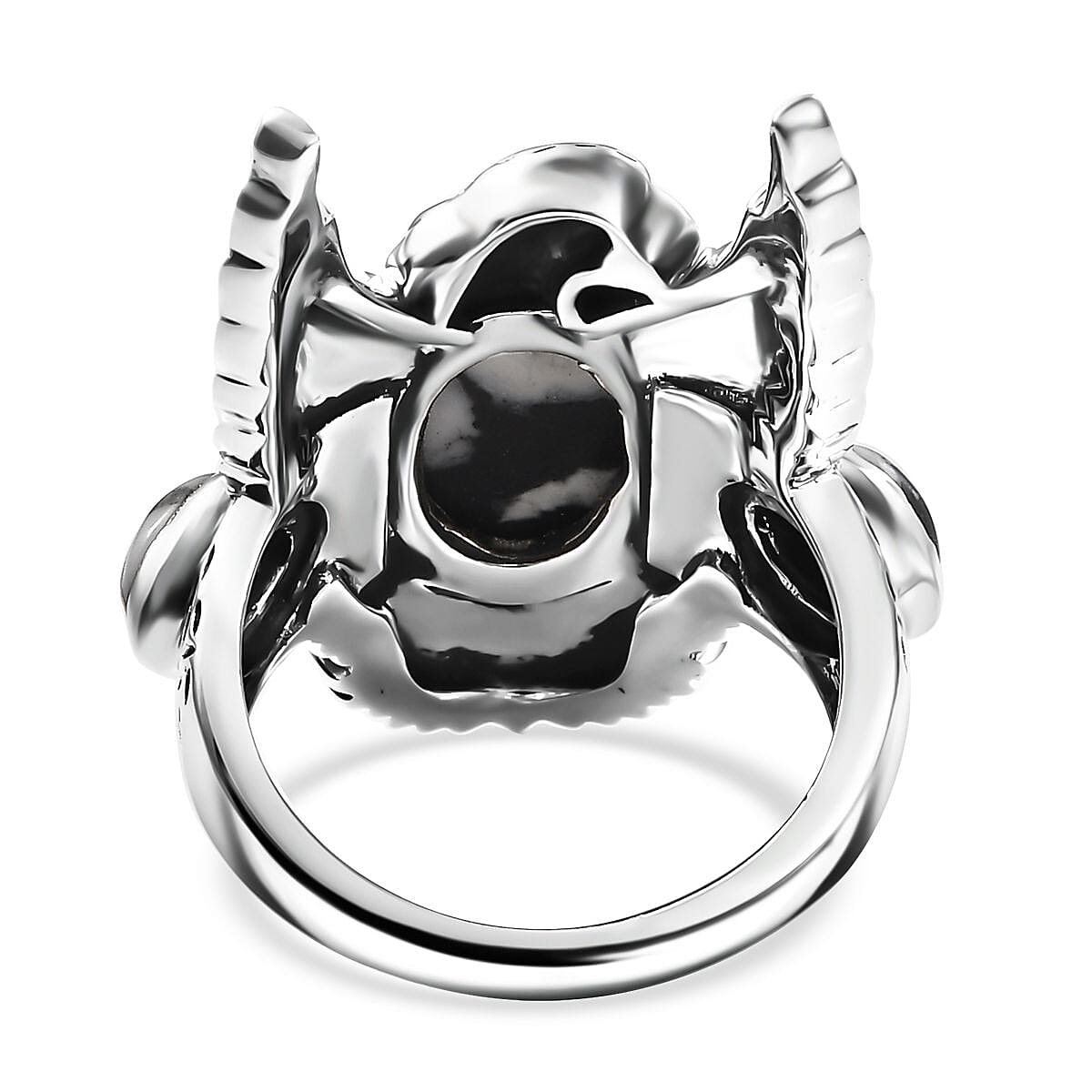 Artisan Crafted White Buffalo 4.65 ctw Ring in Black Oxidized Sterling Silver (Size 10.0)