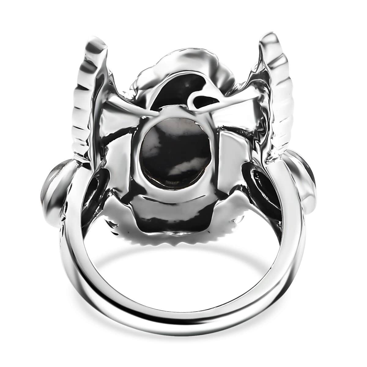 Artisan Crafted White Buffalo 4.65 ctw Ring in Black Oxidized Sterling Silver (Size 10.0) image number 4