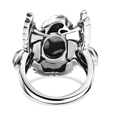 Artisan Crafted White Buffalo 4.65 ctw Ring in Black Oxidized Sterling Silver (Size 10.0)