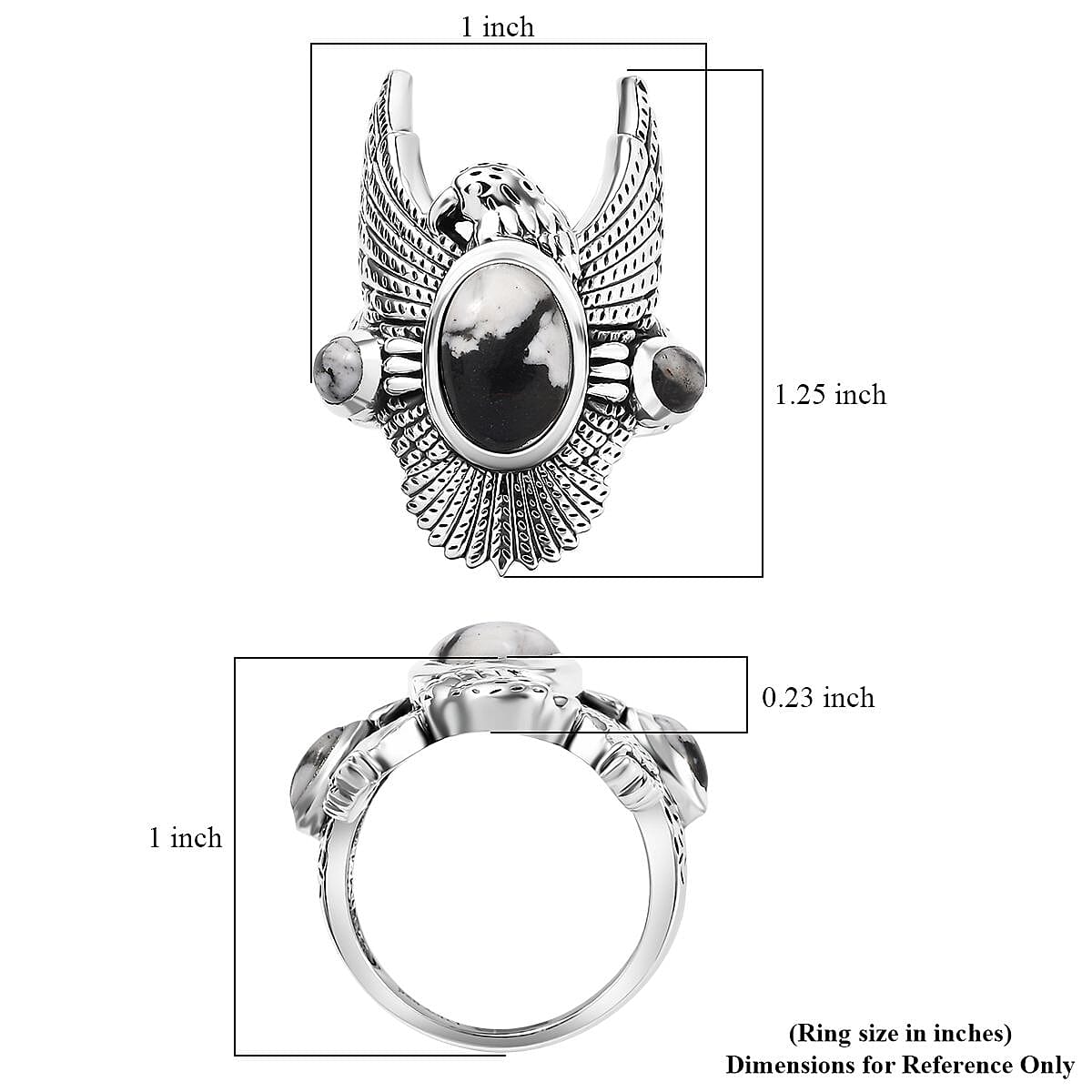 Artisan Crafted White Buffalo 4.65 ctw Ring in Black Oxidized Sterling Silver (Size 10.0)