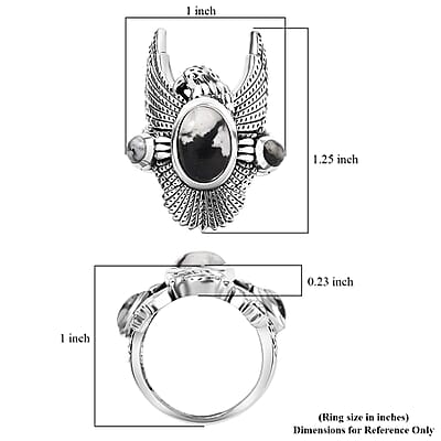 Artisan Crafted White Buffalo 4.65 ctw Ring in Black Oxidized Sterling Silver (Size 10.0)