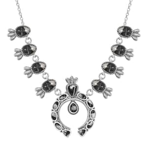 Artisan Crafted White Buffalo 21.25 ctw Squash Blossom Necklace in Black Oxidized Sterling Silver 18 Inches