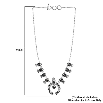 D'Joy Artisan Crafted White Buffalo 21.25 ctw Squash Blossom Necklace in Black Oxidized Sterling Silver 18 Inches