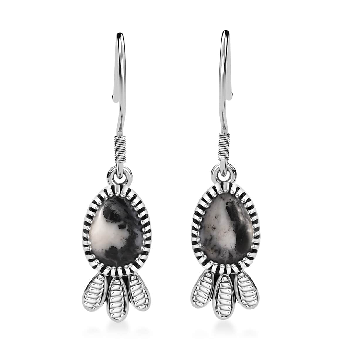 Artisan Crafted White Buffalo 4.30 ctw Earrings in Black Oxidized Sterling Silver image number 0