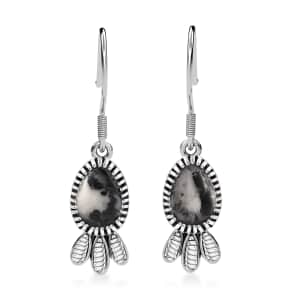 Artisan Crafted White Buffalo 4.30 ctw Earrings in Black Oxidized Sterling Silver