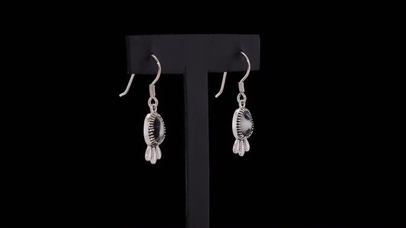 D'Joy Artisan Crafted White Buffalo 4.30 ctw Earrings in Black Oxidized Sterling Silver