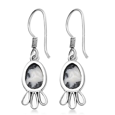 D'Joy Artisan Crafted White Buffalo 4.30 ctw Earrings in Black Oxidized Sterling Silver