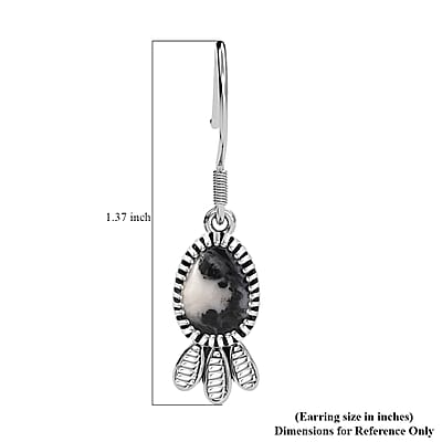 D'Joy Artisan Crafted White Buffalo 4.30 ctw Earrings in Black Oxidized Sterling Silver