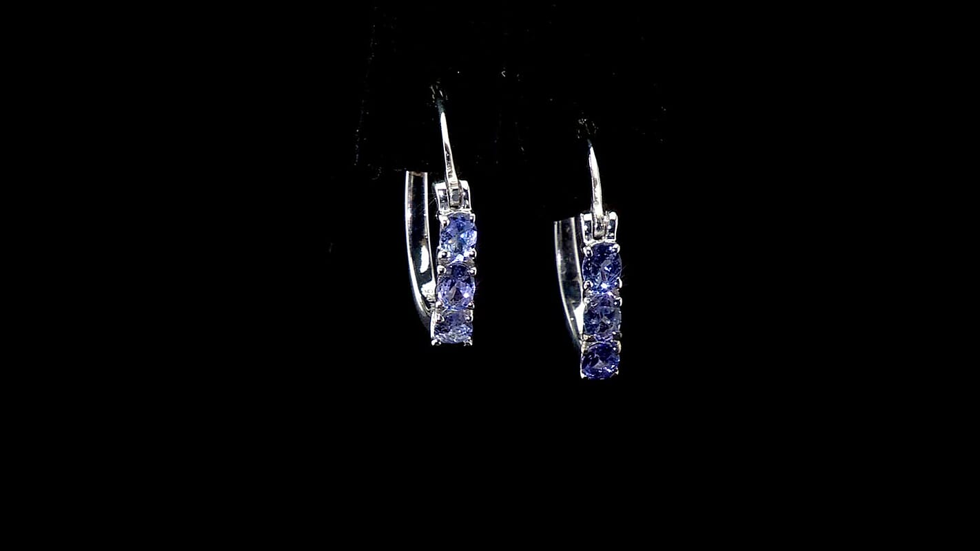 D'Joy Tanzanite 1.00 ctw Hoop Earrings in Rhodium Over Sterling Silver