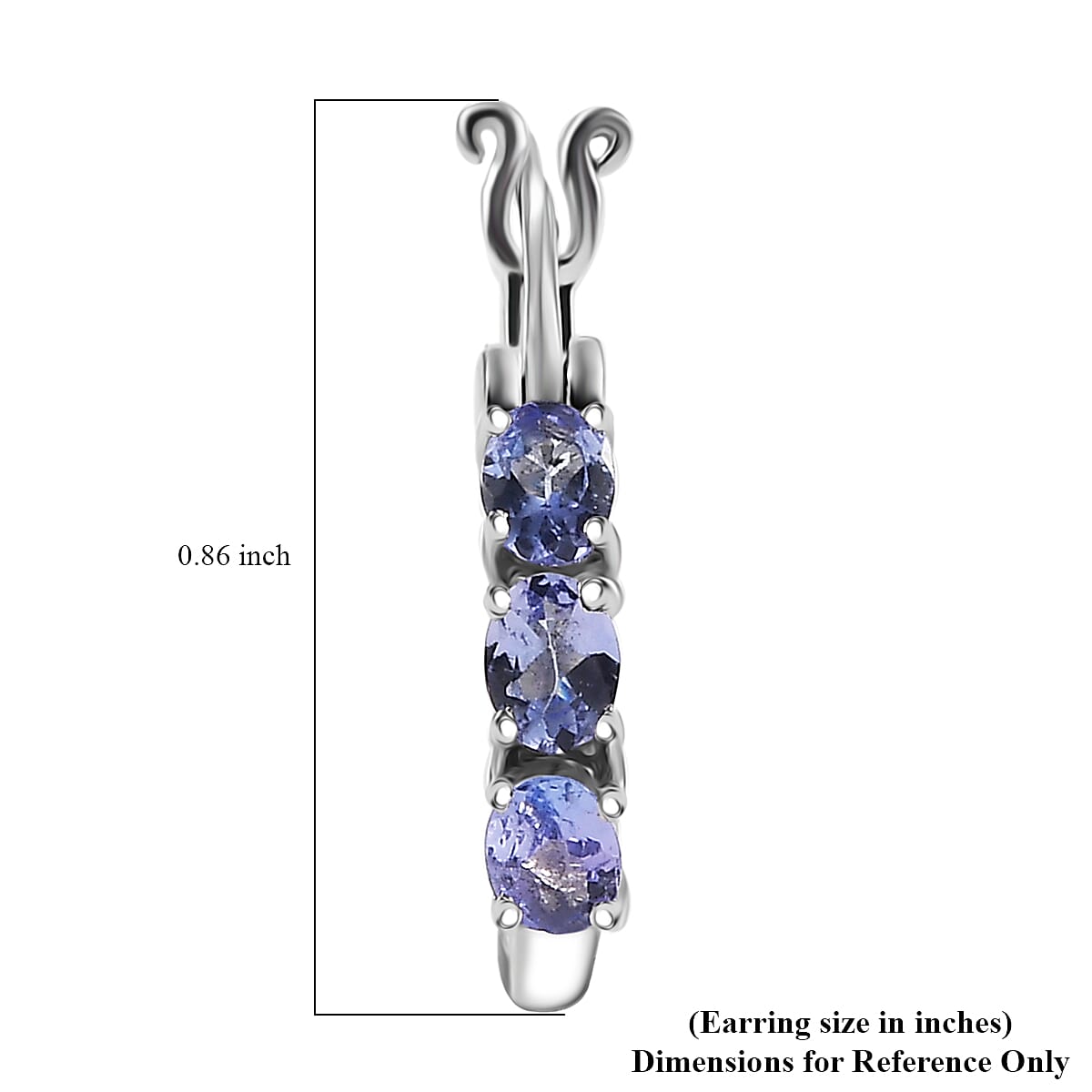 D'Joy Tanzanite 1.00 ctw Hoop Earrings in Rhodium Over Sterling Silver