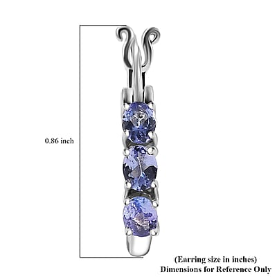 D'Joy Tanzanite 1.00 ctw Hoop Earrings in Rhodium Over Sterling Silver