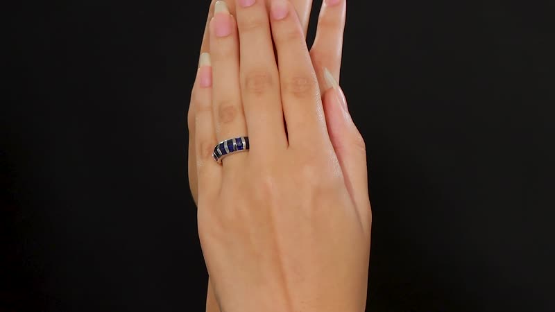 Lab Created Blue Sapphire 2.90 ctw Ring in rhodium Sterling Silver