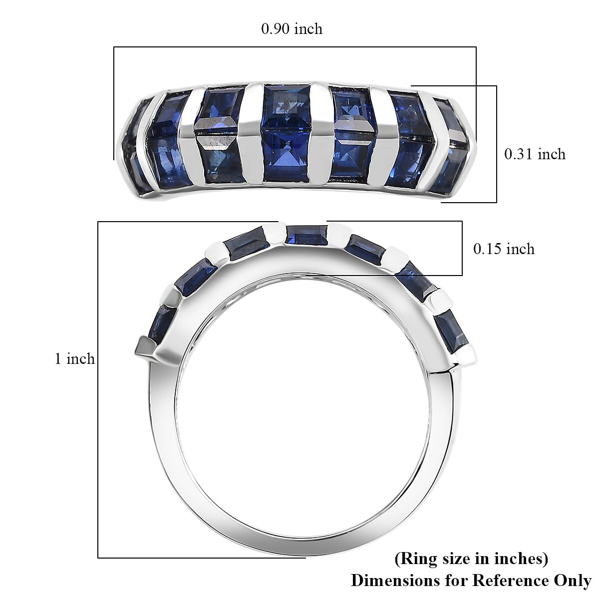 D'Joy Lab Created Blue Sapphire 2.90 ctw Ring in rhodium Sterling Silver (Size 10.0)