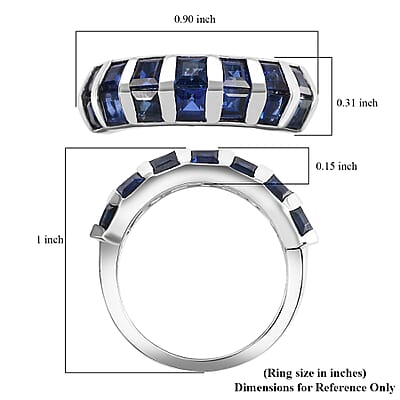 D'Joy Lab Created Blue Sapphire 2.90 ctw Ring in rhodium Sterling Silver (Size 10.0)