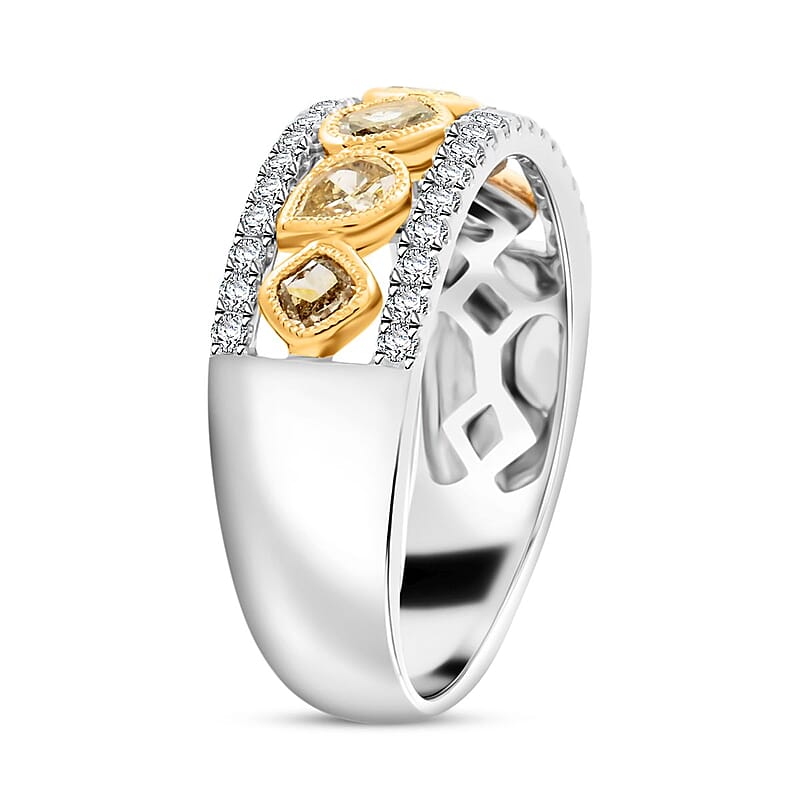 Modani Natural Green and White Diamond 1.00 ctw Ring in 14K White Gold (Size 10.0)