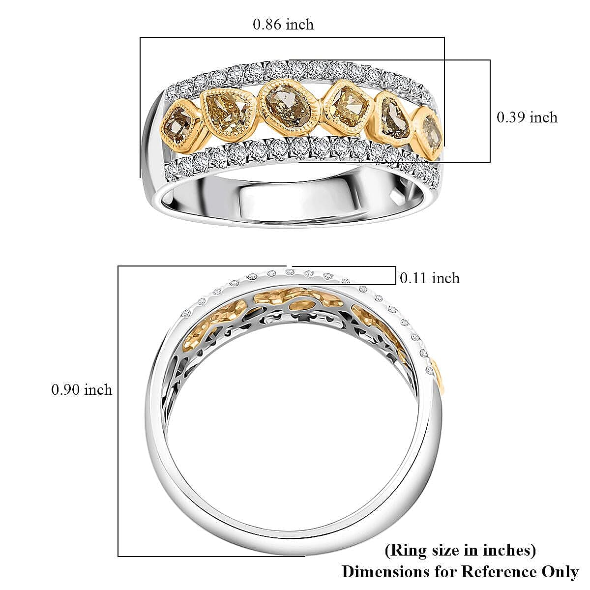 Modani Natural Green and White Diamond 1.00 ctw Ring in 14K White Gold (Size 5.5) image number 4