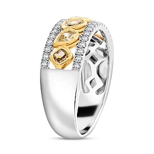 Modani Natural Green and White Diamond 1.00 ctw Ring in 14K White Gold (Size 6.0)