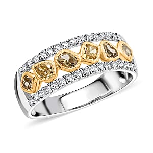 Modani Natural Green and White Diamond 1.00 ctw Ring in 14K White Gold (Size 6.5)