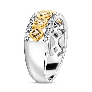 Modani Natural Green and White Diamond 1.00 ctw Ring in 14K White Gold (Size 6.5)