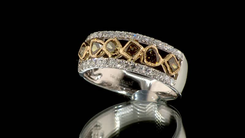 Modani Natural Green and White Diamond 1.00 ctw Ring in 14K White Gold (Size 10.0)