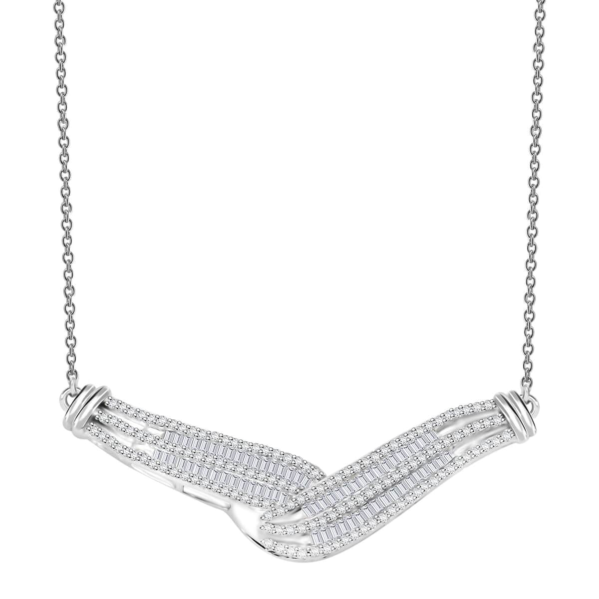 White Diamond 1.00 ctw Necklace in Rhodium Over Sterling Silver 20 Inches image number 0