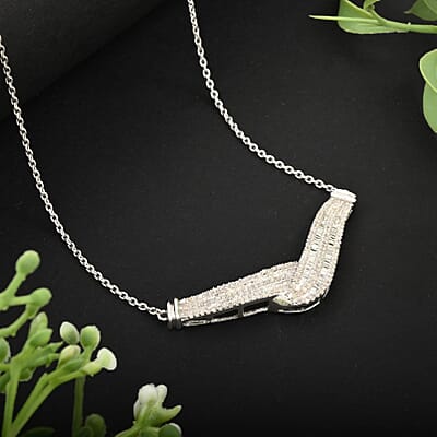 White Diamond 1.00 ctw Necklace in Rhodium Over Sterling Silver 20 Inches
