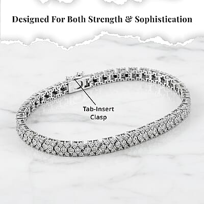 White Diamond 1.00 ctw Bracelet in Rhodium Over Sterling Silver (7.25 In)