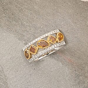 Modani Natural Orange Diamond and Diamond SI 1.00 ctw Ring in 14K White Gold (Size 10.0) 