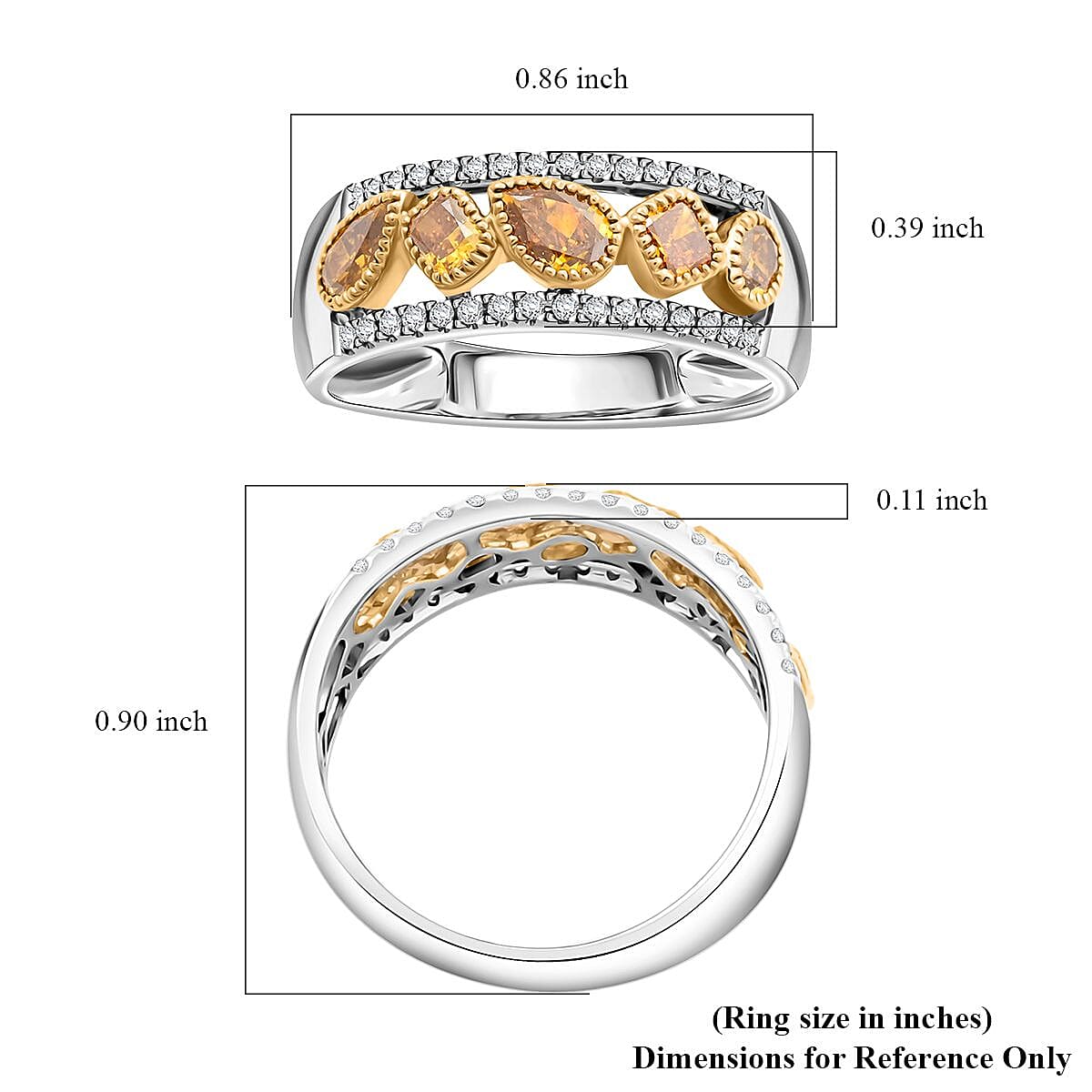 Modani Natural Orange Diamond and Diamond SI 1.00 ctw Ring in 14K White Gold (Size 10.0) 