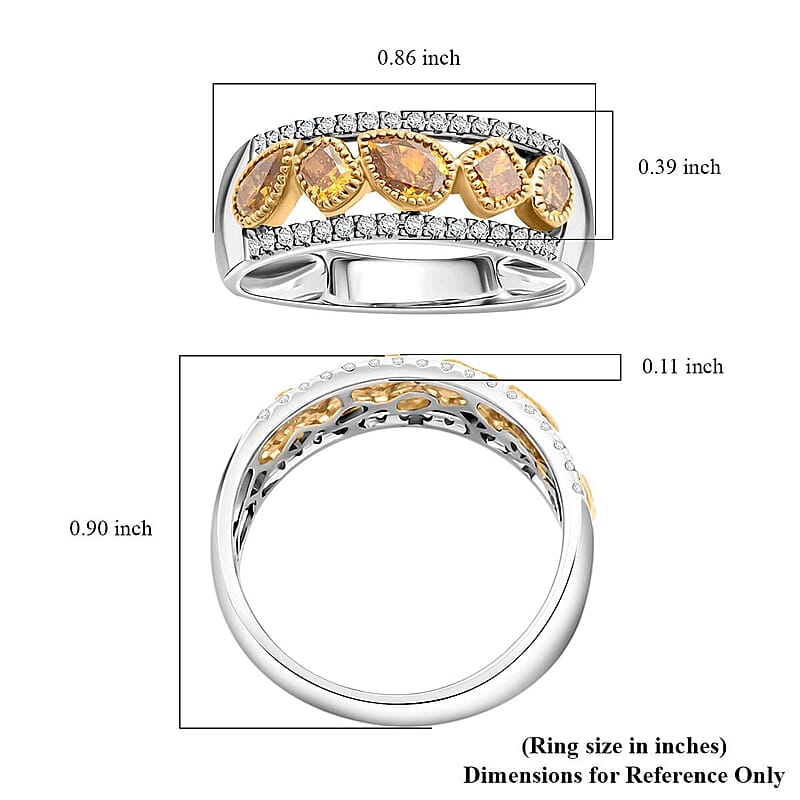 Modani Natural Orange Diamond and Diamond SI 1.00 ctw Ring in 14K White Gold (Size 10.5)