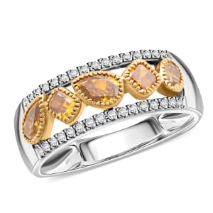Modani Natural Orange Diamond and Diamond SI 1.00 ctw Ring in 14K White Gold (Size 4.5) 