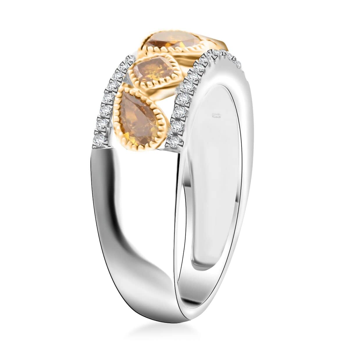 Modani Natural Orange Diamond and Diamond SI 1.00 ctw Ring in 14K White Gold (Size 5.0)  image number 3